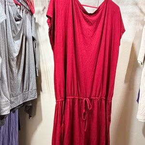 Women’s XXL Burgundy Romper Jumpsuit Drawstring Waist Pocket Casual Plus Size